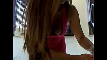 Preview 4 of Amrica Girl - Hot Babe Teasing In Red Dress On Cam