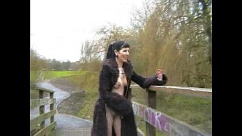 Preview 2 of What A Angle - Goth Babe in Furry Coat Pisses Outdoors 1