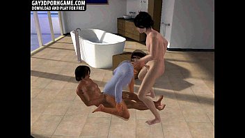 Preview 1 of Son Fuk Mom No - Three hot 3D hunks are sucking and fucking in the bathroom