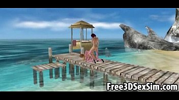Preview 1 of Xxnxhindi Chudai Video - Three sexy 3D cartoon honeys going at it on the beach