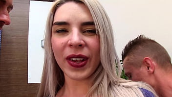 Preview 1 of School Tichr Sex 10 - TS Blonde Carol Penelope Blows Three Cocks After DAP Foursome DT364