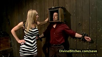 Preview 1 of Veronika Ot Karnobat - Busty perfect blond humiliates bound guy