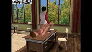 Preview 4 of Younger Porn - The 3D teacher is having his cock ridden by a hot student stud