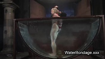 Preview 4 of Teen Gagged And Fucked - Tied up blonde sink in water basin