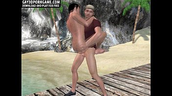 Preview 4 of Mom And Somehote - Horny 3D cartoon hunk getting fucked on the beach