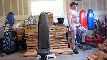 Preview 2 of Dani Daneil Creampie - Naked and hard in the open garage.