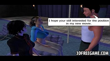Preview 1 of Father Sex Dohter - Two 3D brunette babes are sharing a cock