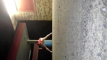 Preview 4 of Police Tall Women - playing around in pink boyshort panties outside adult movie store
