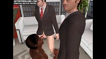 Preview 4 of Black Nahour - Horny 3D cartoon ebony hunk sucking on two cocks