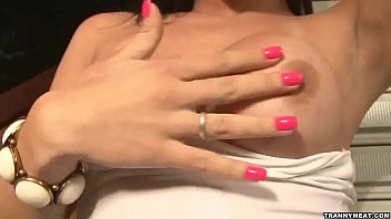 Preview 2 of First Time Sex Full Length Movie - Here is a sexy big tit tranny who is jerking off