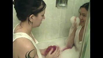 Preview 1 of German Blowjob Sluts In Lingerie - couple teen girls taking a bath
