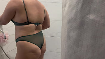 Preview 1 of Loose Testis - Spying on my stepmother in the shower with a hidden camera