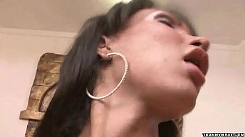 Preview 3 of Monster Cockwhite - This sexy brunette shemal whore is jerking her big cock off
