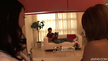 Preview 1 of Magic In Africa - Horny Sakura Kiryu and a friend take control and share a rigid cock in the livin