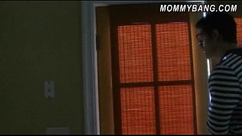 Preview 2 of Son Forced Fucking When - Horny brunette mom threesome with her stepdaughter