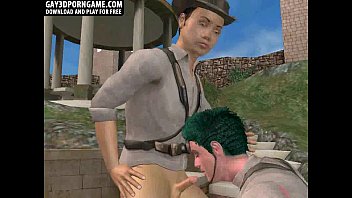 Preview 2 of Culotes Lingerie - 3D cartoon hunk sucks cock while getting fucked
