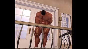 Preview 2 of Www Girl To Girl Fuck - big chester morning wood on balcony