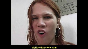 Preview 2 of Tagscc - Hot girl sucking big white cock through a gloryhole 1