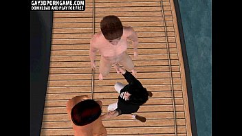 Preview 1 of Chinese School Eyaculation - Horny 3D cartoon hunk sucks and tugs two hard cocks