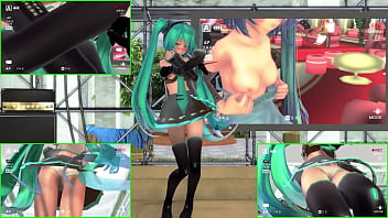 Preview 2 of Ladyboy Nerd - Miku Naked Dance And Groping - MMD by Utamaru