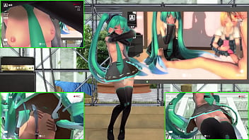 Preview 3 of Ladyboy Nerd - Miku Naked Dance And Groping - MMD by Utamaru