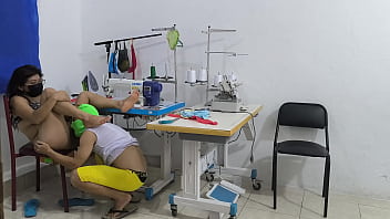 Preview 4 of Mary Milano - A horny and slutty seamstress seduces her coworker. She invites him over for sex,  and her partner sucks her vagina like a whore.