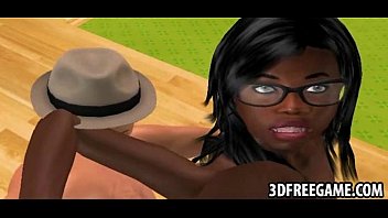 Preview 3 of Thai Hanjob - Sexy ebony 3D whore gets her pussy pounded on the floor