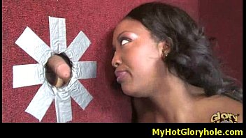 Preview 1 of Interacial With Black Stockings - Gloryhole Blowjob Art - video 5
