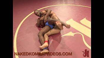 Preview 3 of Datang Men - Two black gays wrestling and fucking on mats