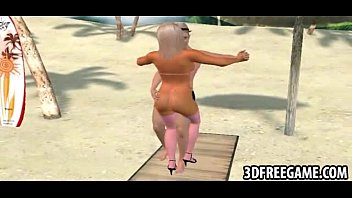 Preview 3 of Teen Couple Malaysia - Hot 3D whore is dancing on the beach with a random guy