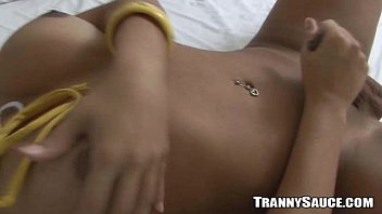 Preview 3 of Imig - Sexy blonde tranny honey gets naked and jerks off