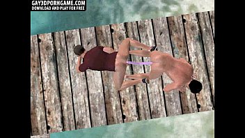 Preview 1 of Japaese Mature Sex - Horny 3D cartoon hunks having anal sex on the beach