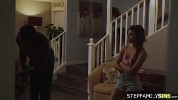 Preview 1 of Mom And Luttle Son - Guy fucking petite ebony stepsis in law
