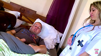 Preview 1 of Xxx Okul - Blonde nurse takes care of her patient with her body in missioanry and doggy style