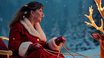 Preview 1 of Angelina Valentine Elevator - Granny Carmen Claus: Elvish Dildo Fucking Mrs!
