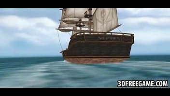 Preview 4 of Dickt Tribute - Old man pirate is face fucking his 3d deck hand sluts