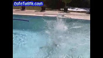Preview 1 of English Twinks Extra - Youthful Guys Poolside Suck Off