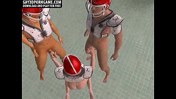 Preview 1 of Mom And His Brother - Three 3d football jocks sucking cock in the lockerroom