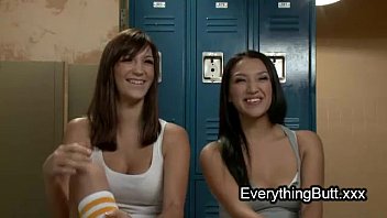 Preview 1 of Indian Hindi Hd Xxx - Three lesbians anal fucking with huge dildo and fiting in locker room