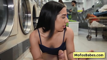 Preview 1 of Big Ass Bicth Alexis - Nikki Mars,  Jason Legend: Sexy teen brunette with juicy round booty riding massive dick at a public laundromat