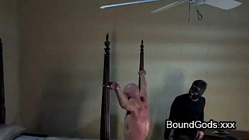 Preview 4 of Force Fuck Inf Taxi - Bound gay giving blowjob to his partner and gets fucked from him in bed