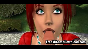 Preview 1 of Yoga Tayt Sex - Sexy 3d cartoon babe with green e and a cute red dress