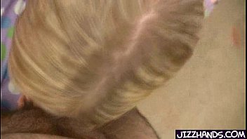 Preview 1 of Ass Pinch Amatuer - Blonde girl giving handjob to olde guy