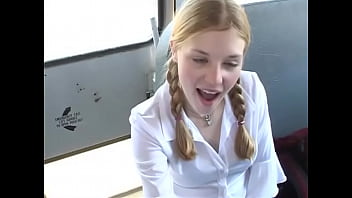 Preview 2 of Teen Sex Orange - In The Schoolbus-2 cute blow and fuck . HD
