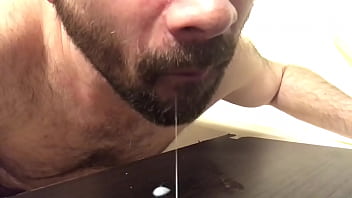 Preview 4 of Trois Papy - Sucking up my cum after masturbation