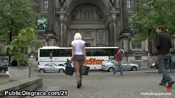 Preview 3 of Boob Show Hd - Chained blonde humiliated and fucked in public