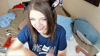 Preview 1 of Namita Pussy Lick - Brunette rubs cock on tits and pussy