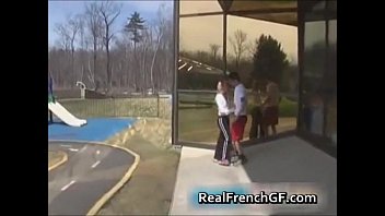 Preview 1 of Russian School Trip - frenchgfs at glass wall