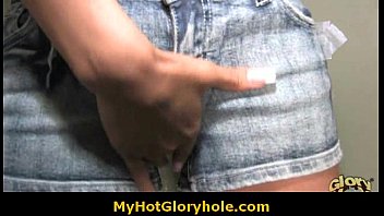 Preview 3 of Spy Wanking Dad5 - Hot horny black babe sucking cock through a gloryhole 10