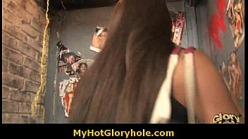 Preview 1 of Stephanie Rae - Interracial gloryhole blowjob - Ebony chick sucking white cock 22